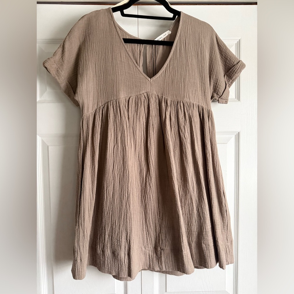 Mustard Seed Cotton Pocketed Babydoll Dress